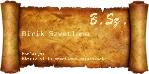 Birik Szvetlana névjegykártya
